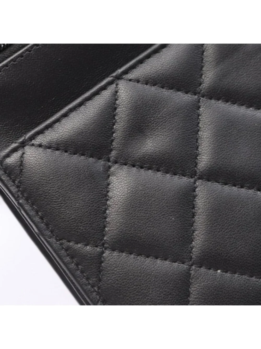 Chanel Shoulder Bag Quilted Icon Charm Black Lambskin Chain Wallet
